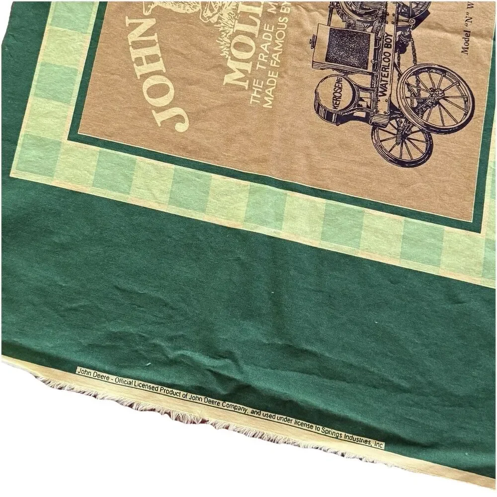 Vtg John Deere Tractor Green Pillow Panels Fabric 15